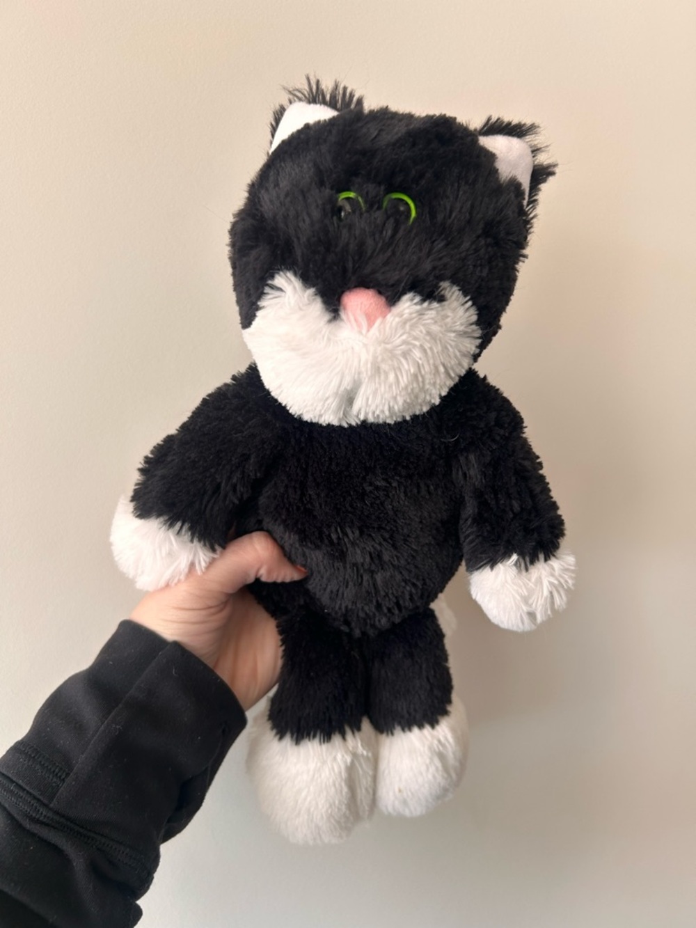 TY 2017 Bessie Black White Cat Attic Treasures Cuddly Small 8” Plush Beanie